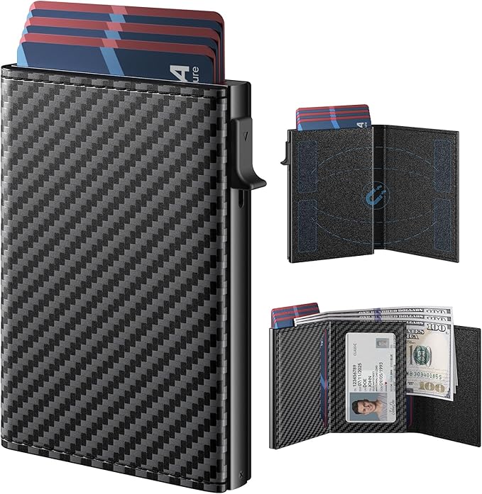 typecase Mens Wallet Card Holder: Pop Up Aluminum Case, Genuine Leather by typecase