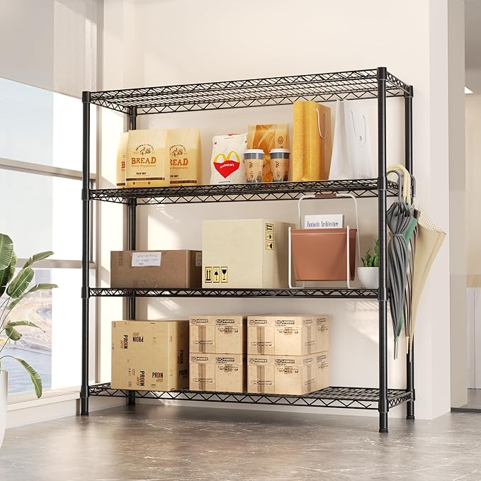 SINGAYE 4 Shelves Adjustable Shelf Heavy Duty Shelf 1400LBS Wire Storage - Image 9