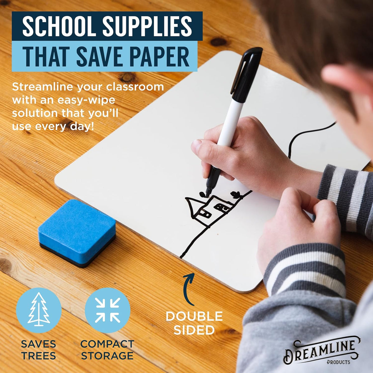 Dry Erase Boards [30pc Double Sided] Lapboards with ClearWipe Coating! Small ...