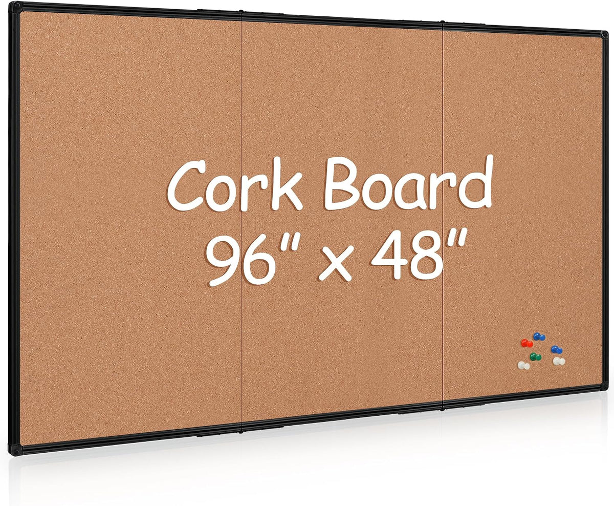 Extra Large Cork Bulletin Board 96" X 48", Foldable Notice Pin Boar...