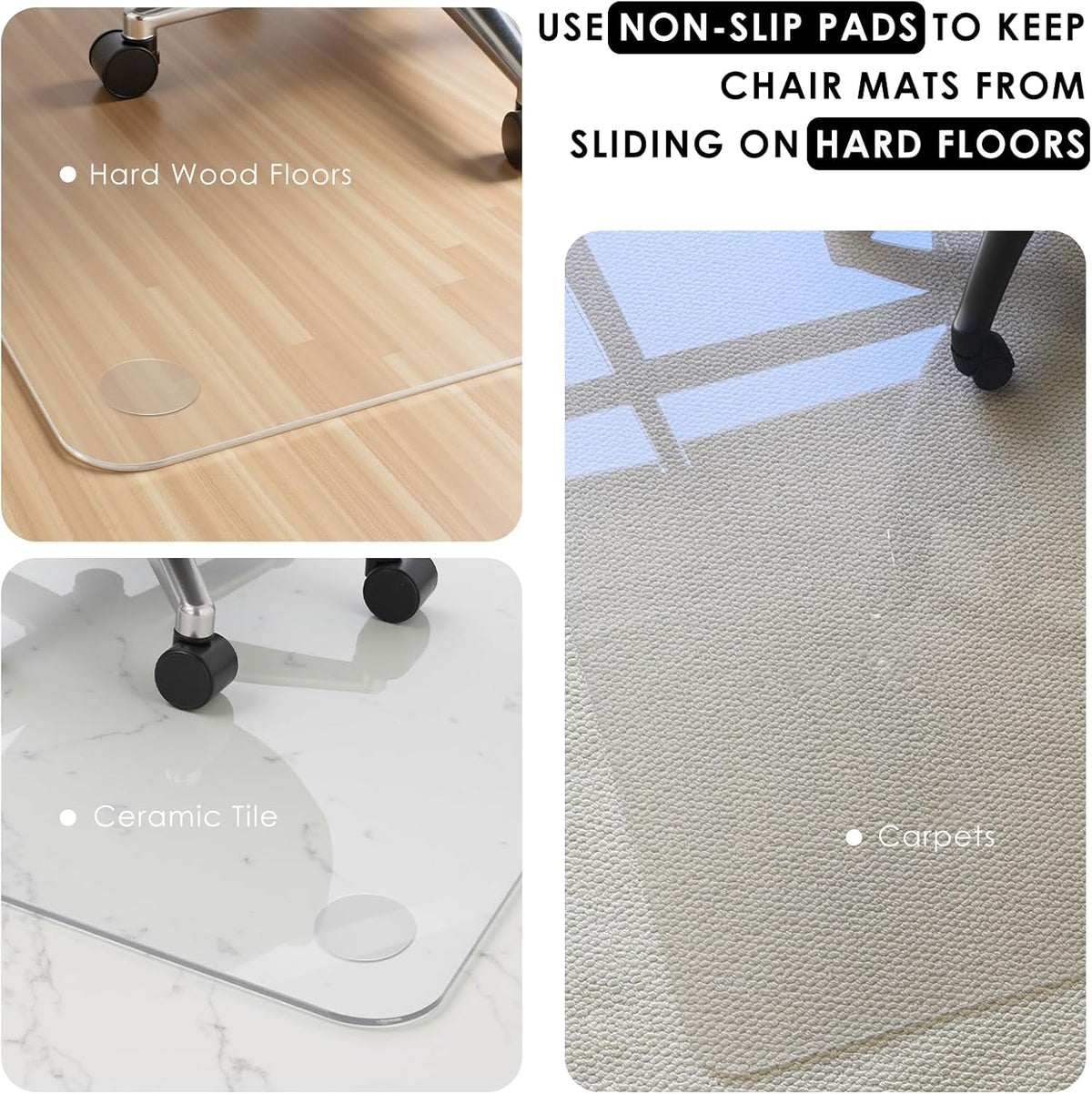 Kuyal 1/5" Thick Office Chair Mat, Heavy Duty Hard Computer Chair Mat,