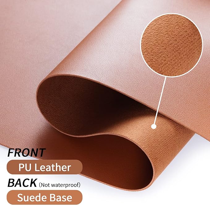Bloss Brown Leather Desk Pad Protector, Office Desk Mat, Large Mouse Pad - Image 3