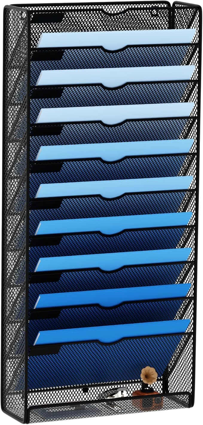 GDINDINFAN Hanging Wall File Organizer 10 Tier Wall Mounted File Holder by GDINDINFAN