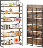 4NM No Assembly Extra Wide 6 Tiers Folding Bookshelf Storage Shelves Vintage