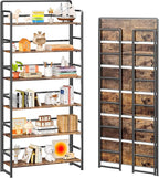 4NM No Assembly Extra Wide 6 Tiers Folding Bookshelf Storage Shelves Vintage by 4NM