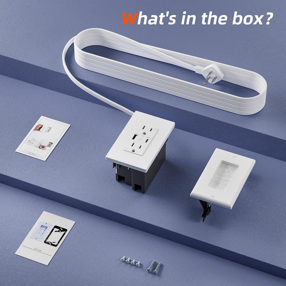 in Wall Cable Management Kit,2AC+USB-a+USB-c,in Wall Power Kit for Unreachabl...