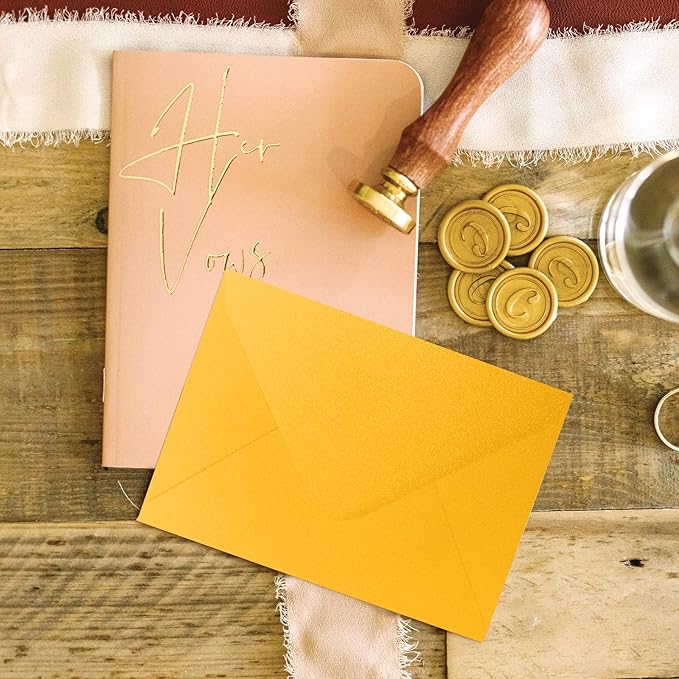 5x7 Gold Envelopes 100 Pack, Goefun A7 Yellow Shiny V Flap Envelopes - Image 6