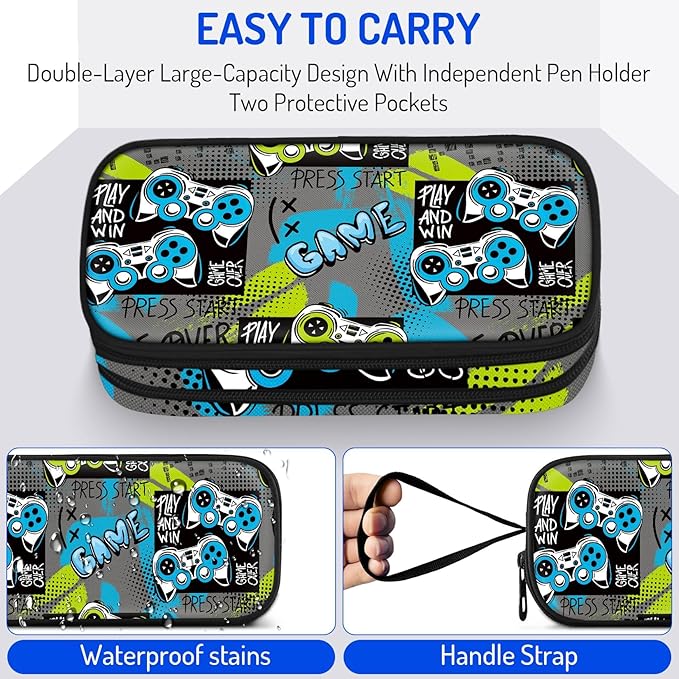 Fitvc Large Pencil Case for Boys, Gamer Boys Pencil Pouch for Kids Teens School - Image 3