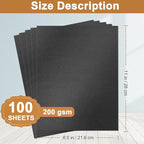 Silunkia 100 Sheets Black Shimmer Cardstock 8.5 x 11 Crafts Paper, 75lb Thick - Image 2