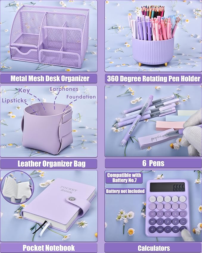 LXEVIHK 21Pcs Purple Desk Organizers and Accessories - Image 4