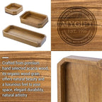 MyGift Premium Solid Acacia Wood Octagonal Desk Organizer Trays Office - Image 2
