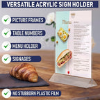 Acrylic Sign Holder 8.5 x 11, T-Shape Menu Holder - Image 6