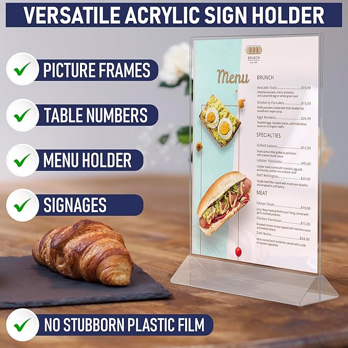 Acrylic Sign Holder 8.5 x 11, T-Shape Menu Holder - Image 6