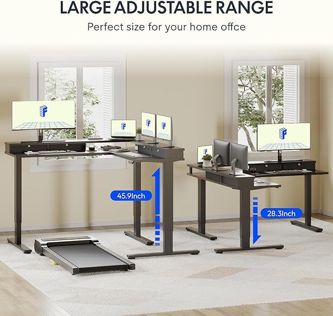 FLEXISPOT 71" Large L Shaped Standing Desk Electric Corner Table - Image 9