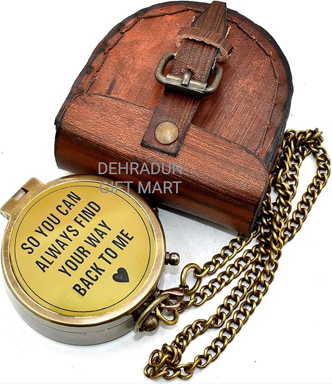 So You Can Always Find Your Way Back to Me Vintage Brass Compass - Image 4