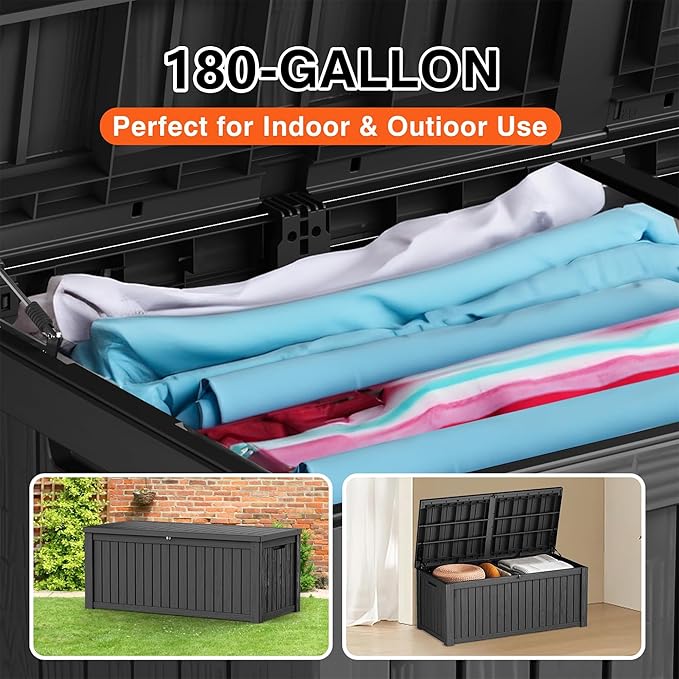EasyUp 180 Gallon Deck Boxes Waterproof, Outdoor Large Storage Boxes - Image 7