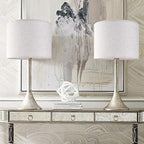 Oatmeal linen Textured Lamp Shades Set of 2 Medium Drum Lampshade 14``Top x - Image 5