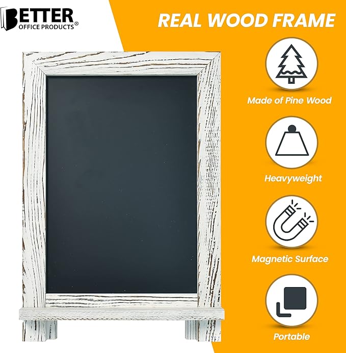 Better Office Products Framed Tabletop Chalkboard Sign, 9.5" x 14", Rustic Wood - Image 4