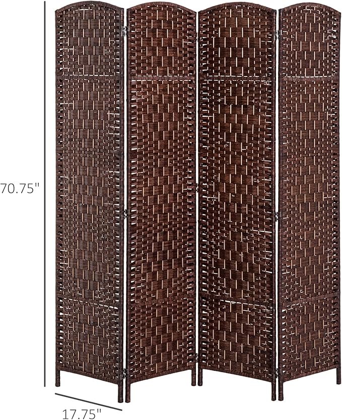 HOMCOM Room Divider, 4 Panel Folding Privacy Screen, 6FT Tall Portable Wicker - Image 7