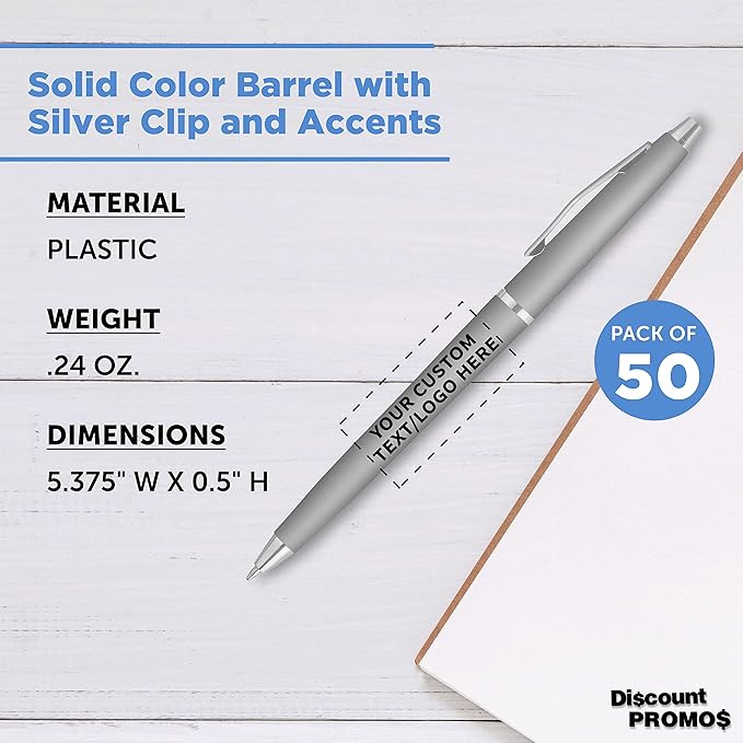 DISCOUNT PROMOS Custom Langham Ballpoint Pens Set of 50, Personalized Bulk Pack - Image 4