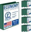Samsill 2 Inch 3 Ring Binders, Economy Round Ring, Clear View Cover, 425 Sheet Capacity - for School, Home, Office - Green, 12 Pack