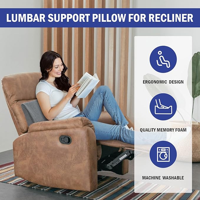 HOMBYS Lumbar Support Pillow for Recliner Chair, Memory Foam Back Support - Image 2