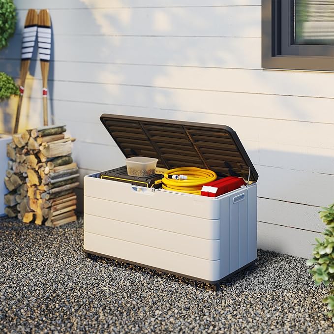 PATIOEASY 100GAL Square Storage Box White，Waterproof Resin Storage Bin - Image 5