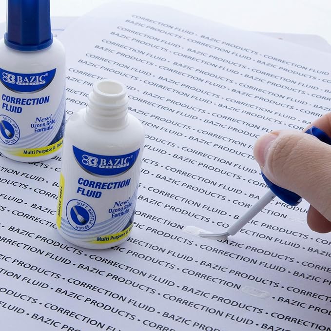 BAZIC Products Correction Fluid, Soft Bristle Brush Applicator, Instant - Image 2