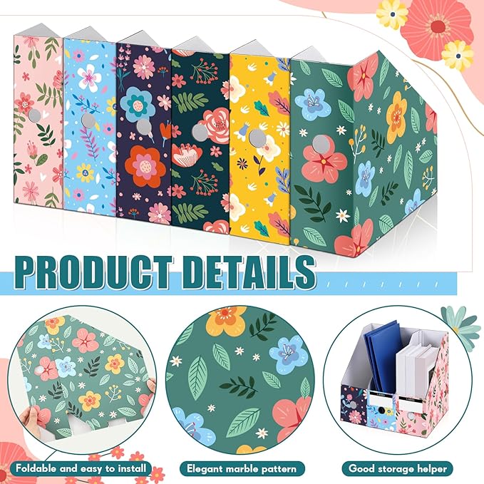PerKoop 12 Pcs Magazine File Holder Foldable Decorative Cardboard File Folders - Image 3