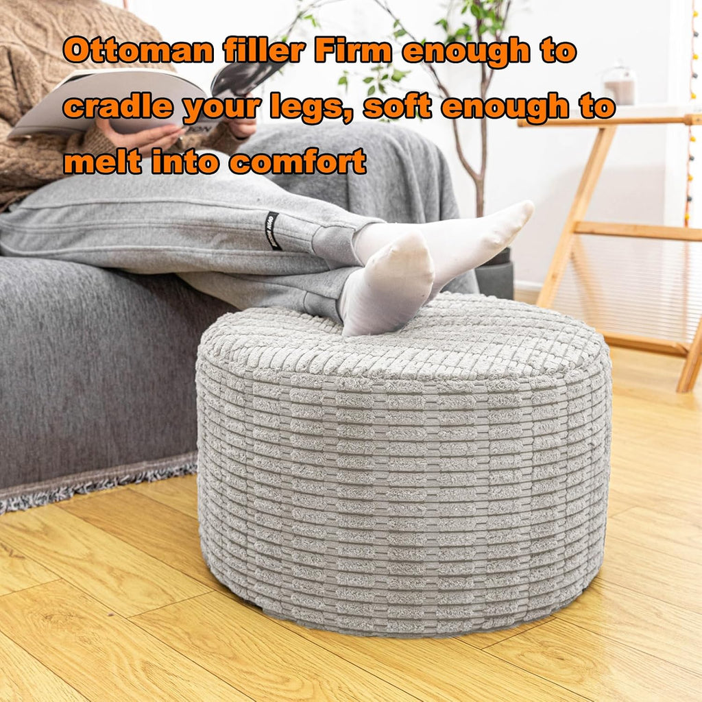 asuprui round ottoman pouf foot stool, light gray, view 12