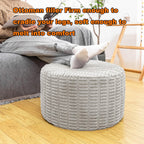 asuprui round ottoman pouf foot stool, light gray, view 12