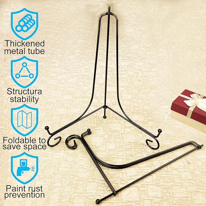 HENABLE 2PCS Premium Black Iron Plate Stands - Image 4