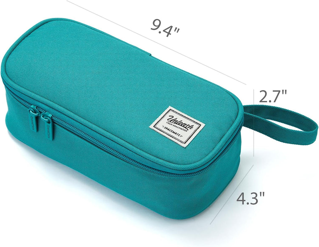 SPACEMATE Large Pencil Case Pouch, Zipper Pencil Box for Kids, Girls & Boys | 1800mL Big Capacity, School Supplies Bag, Pen Organizer, Cute Preppy Aesthetic, Back to College Stationery, Teal