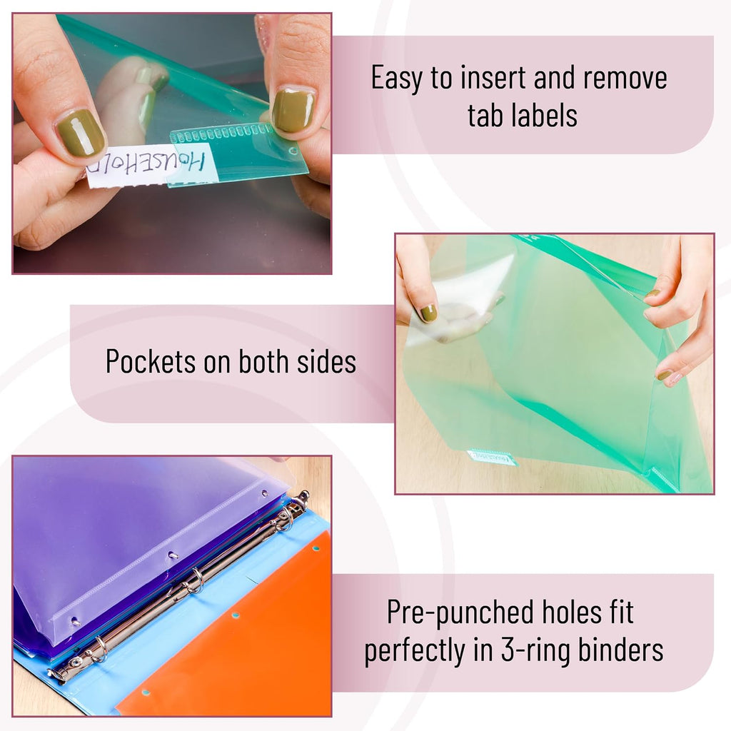 Mr. Pen- Binder Dividers with Pockets and Tabs, 8 Pack | Pocket Dividers for 3 Ring Binder with Tabs, Binder Dividers with Pockets, Dividers with Pockets, Binder Divider