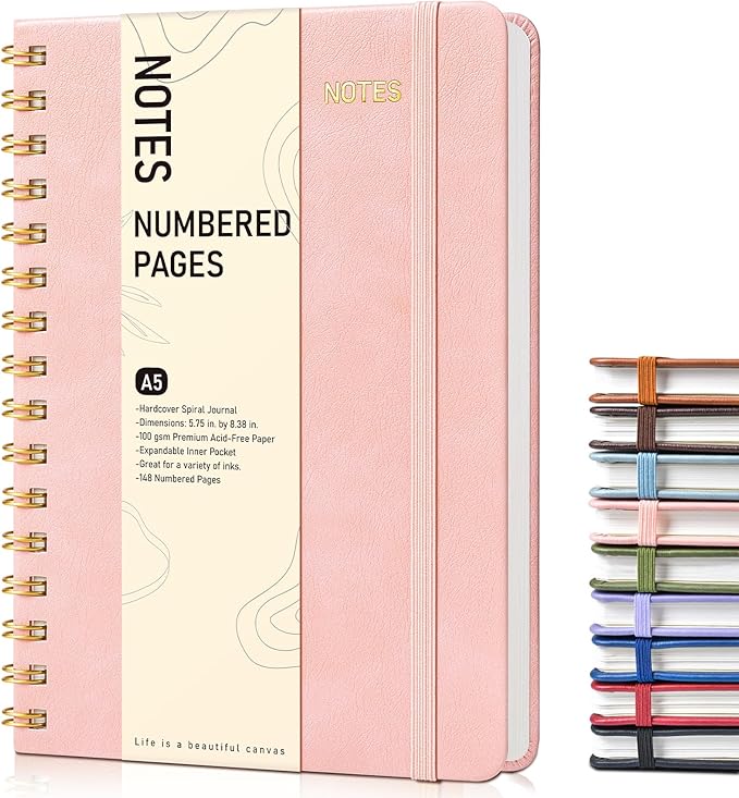 Lined Spiral Journal Notebook for Women, A5 Hardcover Notebooks for Work by Unknown