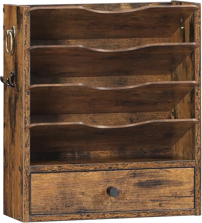 HOOBRO Wall File Organizer, Mail Organizer Wall Mounted, Wooden Literature by HOOBRO