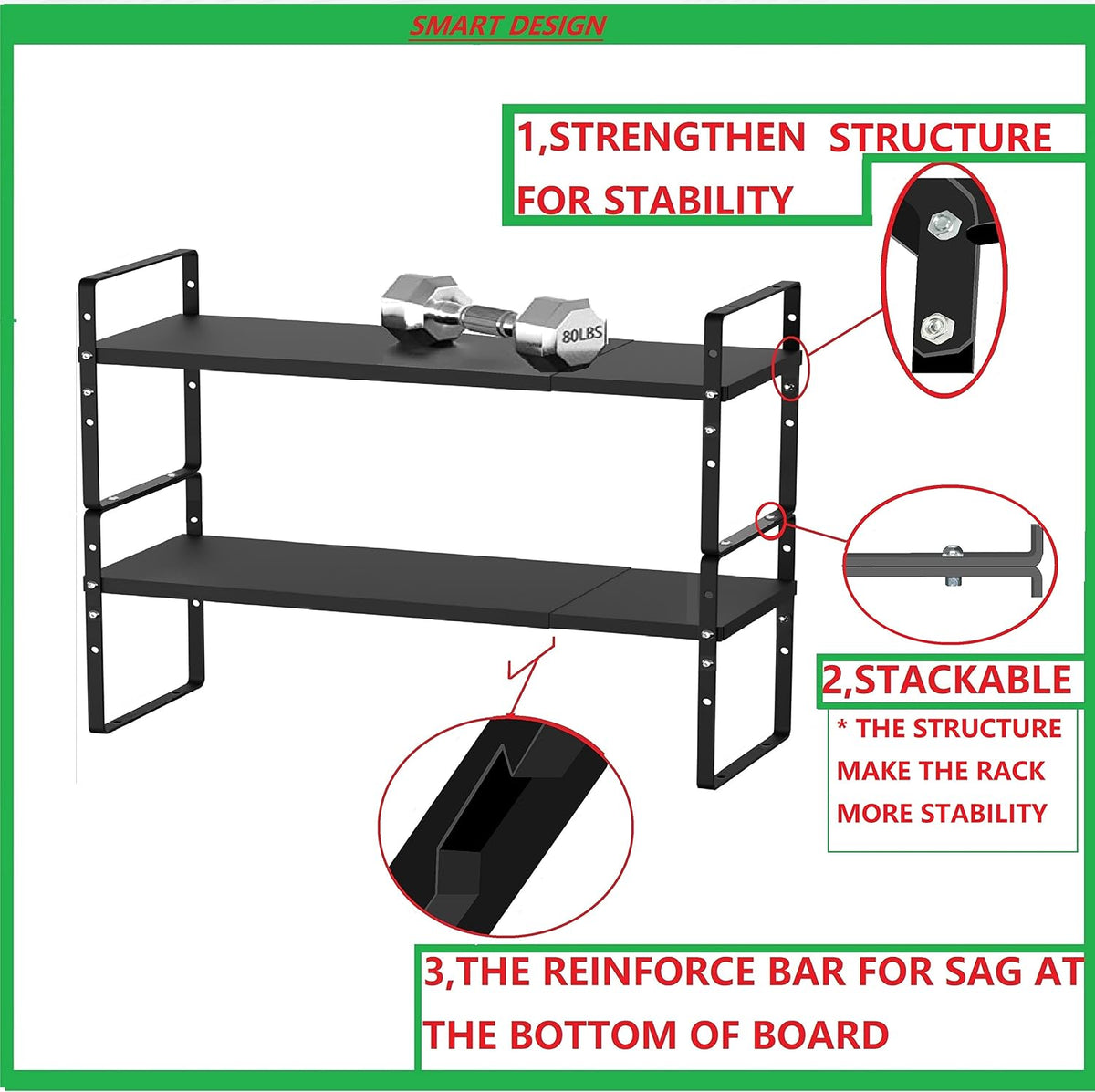 Jojocross Expandable Stackable Spice Rack Cabinet Shelf Organizer in Cabinets...