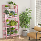 Homykic Bamboo Ladder Bookshelf, 4-Tier Ladder Shelf Open Book Shelf - Image 6