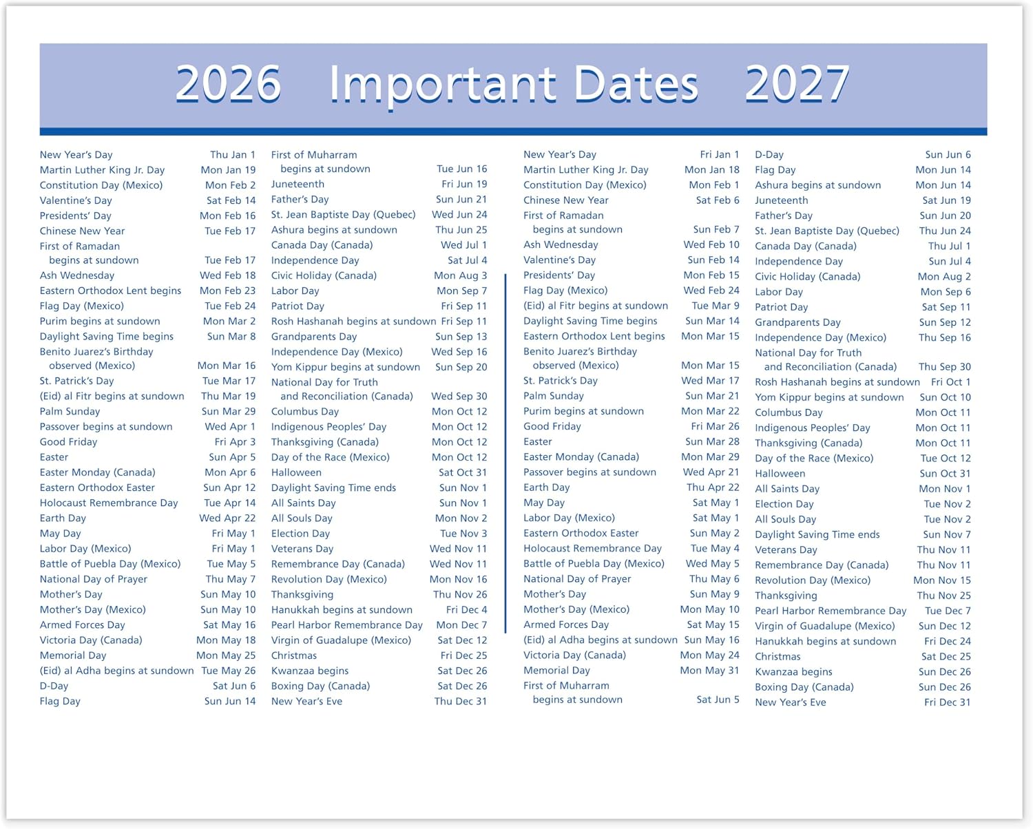 AT-A-GLANCE 2026 Desk Calendar Refill, Weekly, 5-1/2" x 7", Flip-A-Week with QuickNotes (SW7065026)