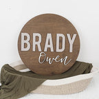 Custom Round Nursery Name Sign, Personalized Wooden Wall Plaque, Baby Shower - Image 3