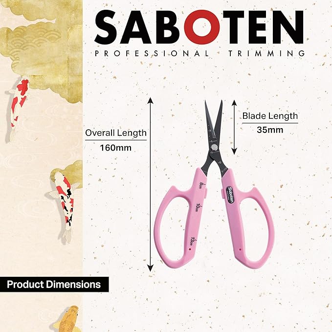 Saboten Fluorine Coated Angled Blade Trimming Scissors Pink PT-2 160mm - Image 2