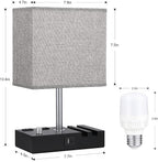 bedside table lamp for bedroom nightstand - stepless on a desk or shelf