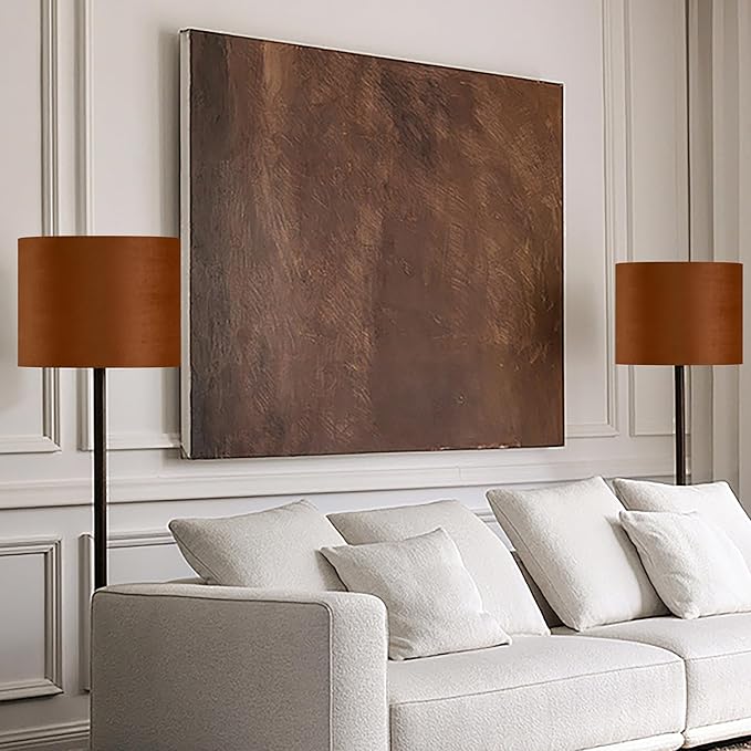 GO&SO Large Lampshade Replacement, Burnt Orange Velvet Drum Lamp Shades Set of - Image 8