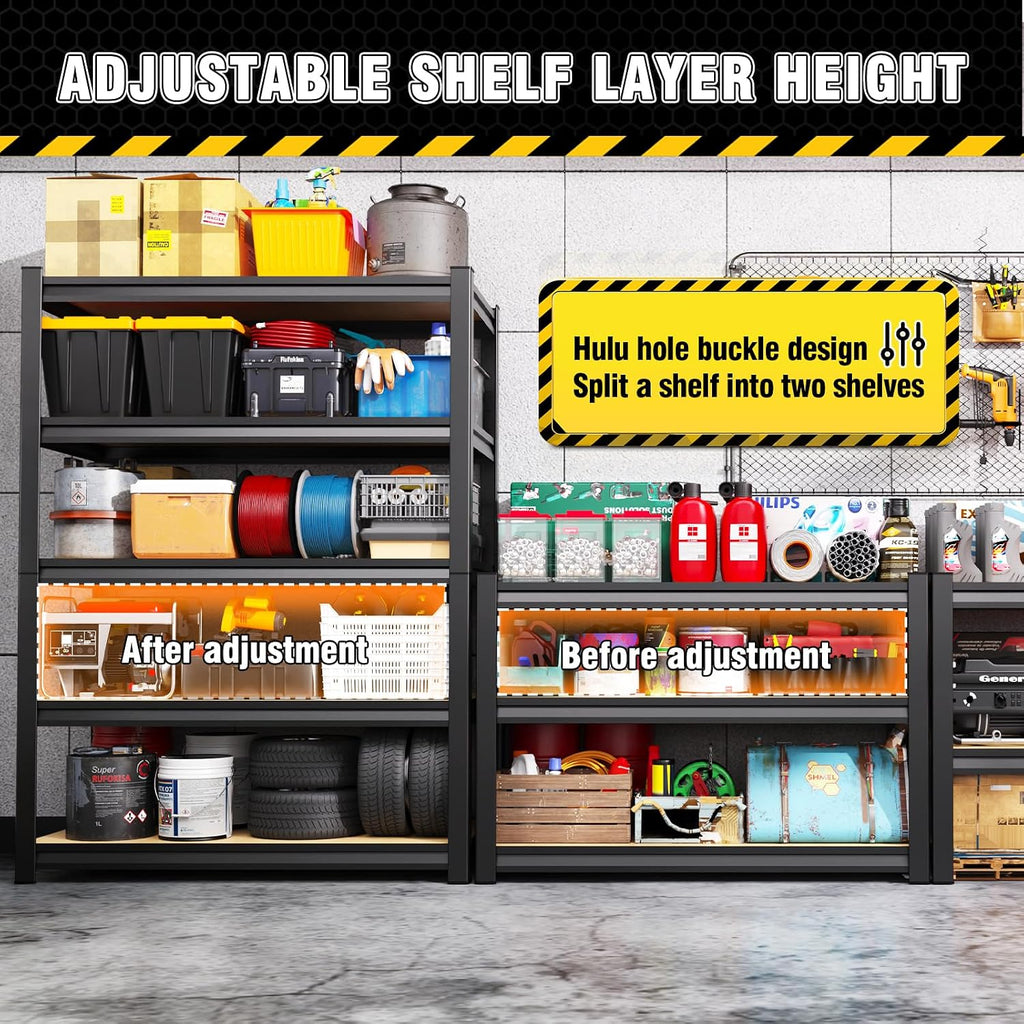 garage shelving heavy duty storage shelves, metal adjustable, side view