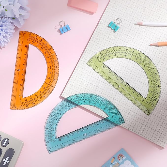 Sayglossy 12 Pcs of Colorful Plastic Protractors 180 Degrees 6 Inches - Image 4