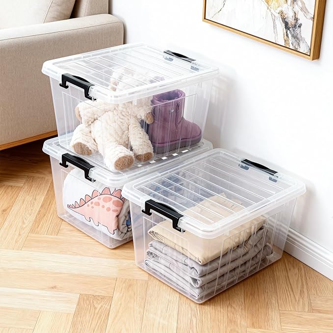 Citylife 22 QT Clear Plastic Storage Bins - Image 7