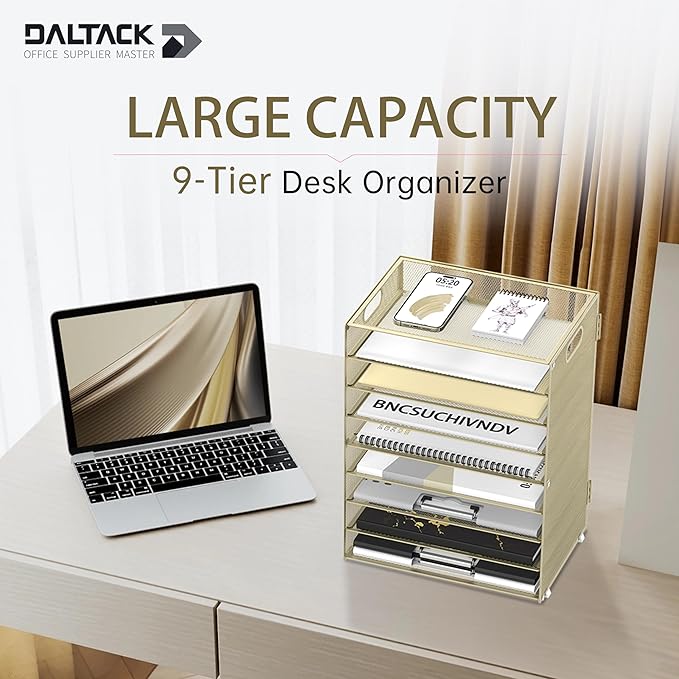DALTACK 9-Tier Paper Letter Tray Desk Organizer - Image 2