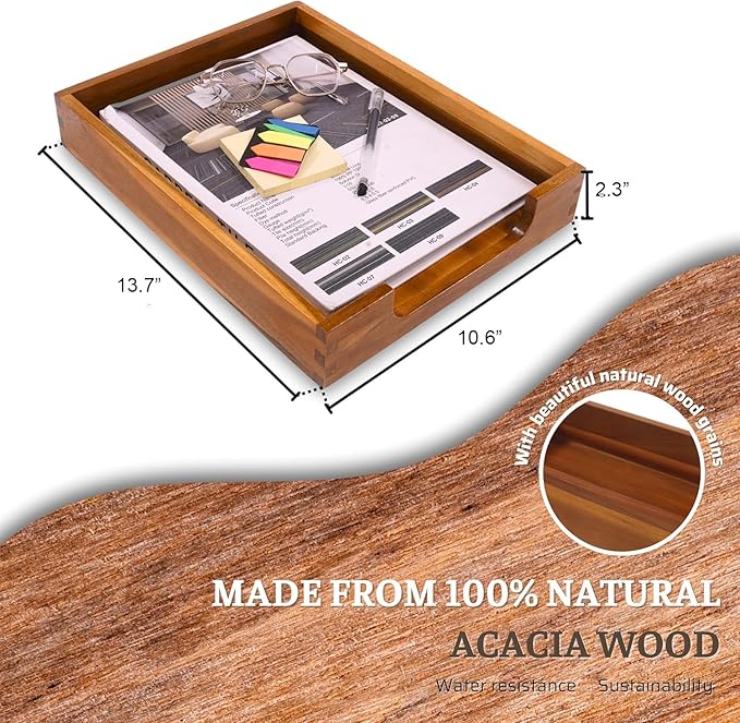 KOLWOVEN Wood Letter Tray -Load Documents Tray - Image 3
