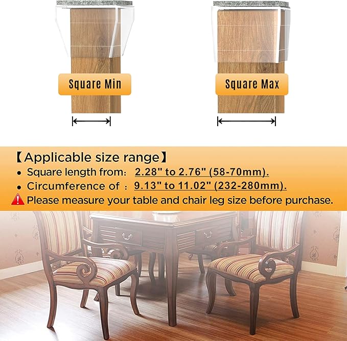 Square Chair Leg Protectors for Hardwood Floors - Image 2