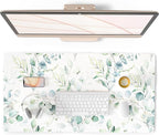 QIYI Large Mouse Pad, Cute Green Leaves Desk Mat by QIYI
